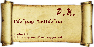 Pápay Madléna névjegykártya
